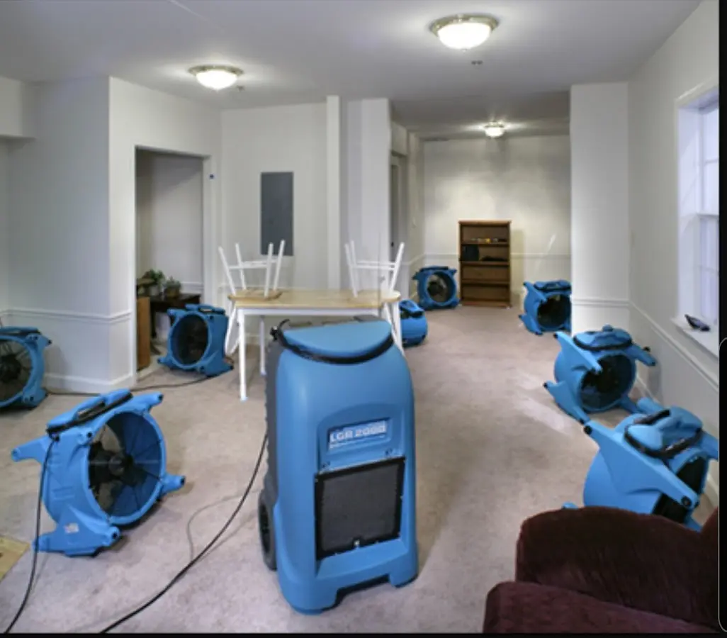 Air movers and dehumidifier setup for Water Extraction & Removal in Queensbury